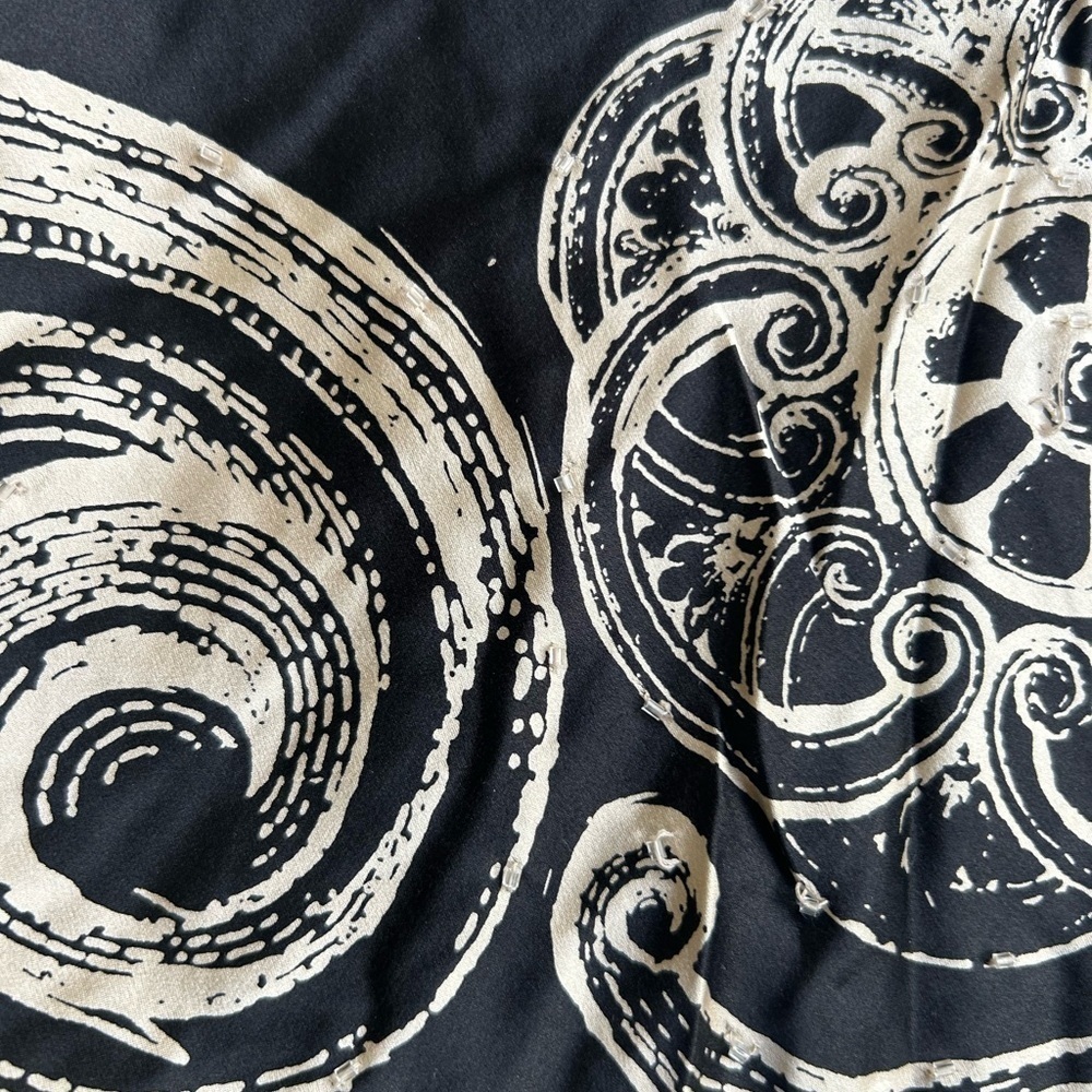 Adrianna Papell  silk  dress occasion black beige pattern print floral gown - Picture 8 of 13